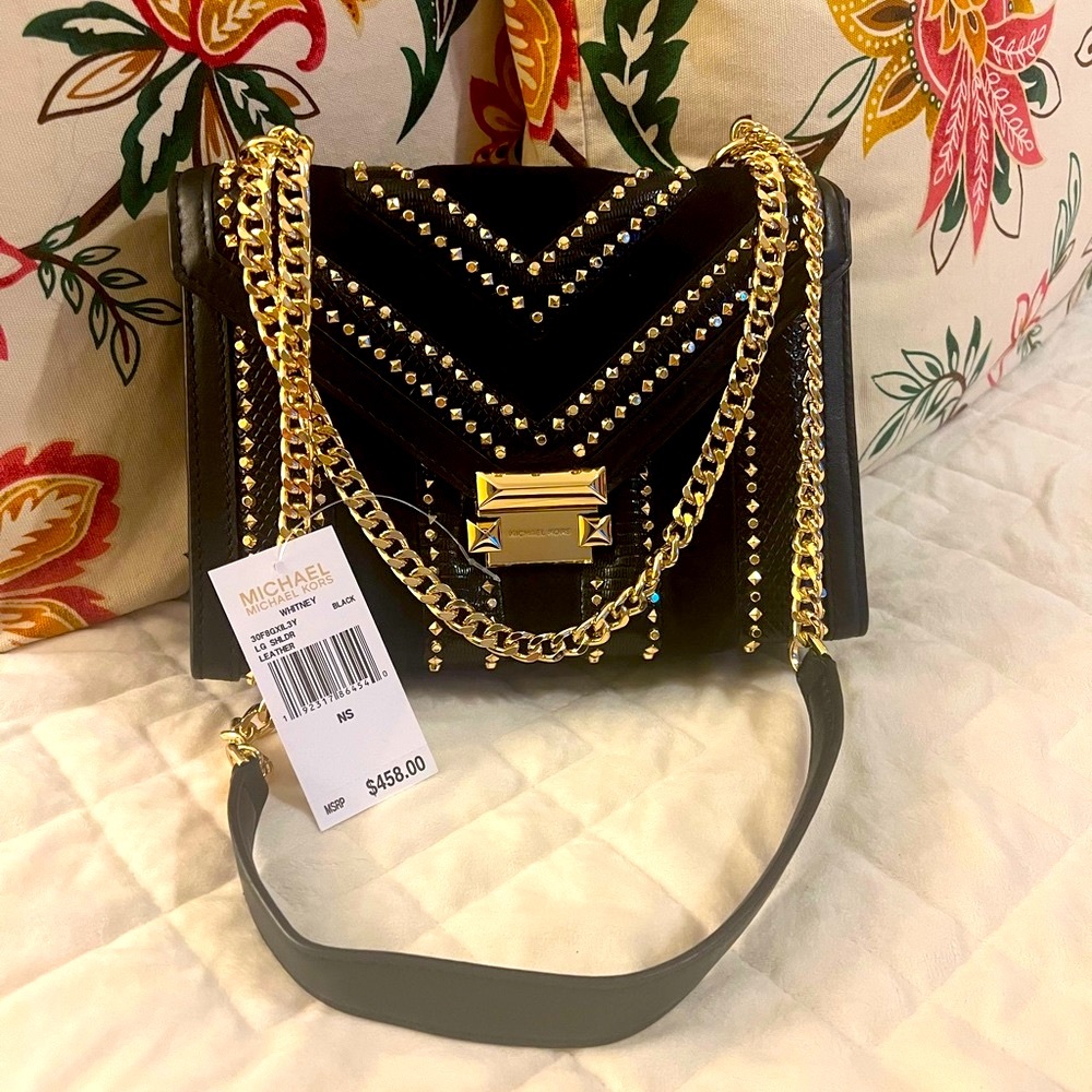 NWT Black with gold studs Michael Kors Bag